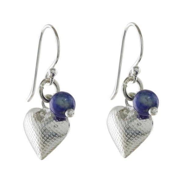 Alternate image for Lapis Lazuli Heart Dangle Earrings from Thailand Love For Midnight