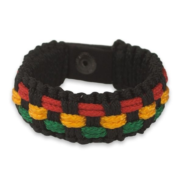 Alternate image for Black Cord Handrafted Mens Colorful Wristband Bracelet Black Forest Paths
