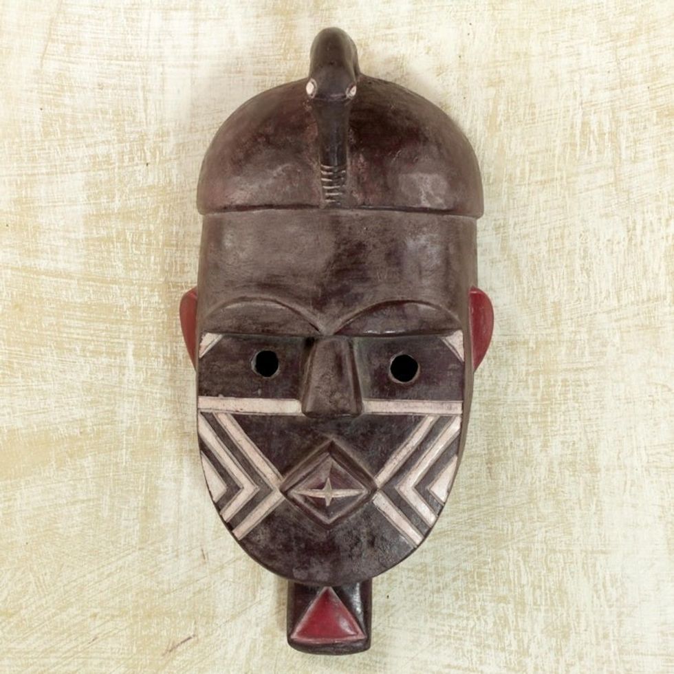 African Wood Kuba Initiation Ceremony Mask from Ghana 'Kuba'