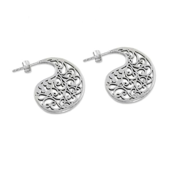 Alternate image for Thai Handmade Sterling Silver Ornate Drop Earrings Fancy Paisleys