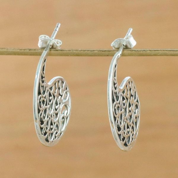 Alternate image for Thai Handmade Sterling Silver Ornate Drop Earrings Fancy Paisleys