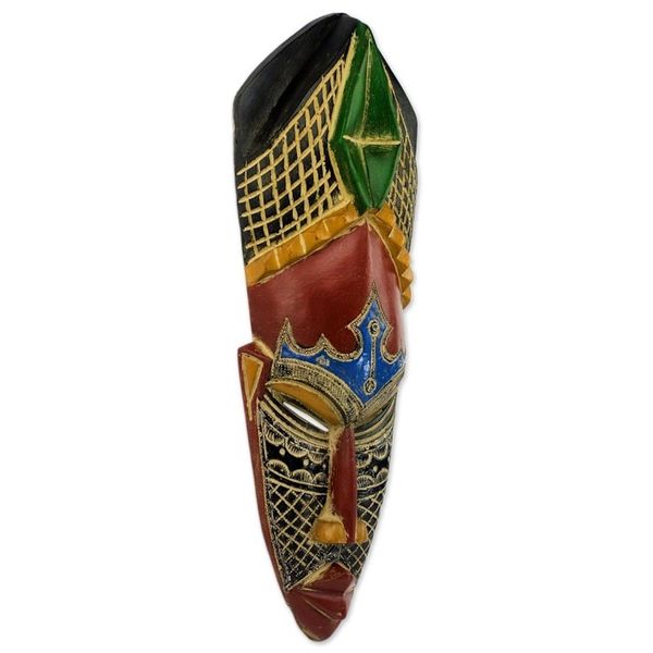 Alternate image for Hand Carved African Rubberwood Mask from Ghana Gratitude