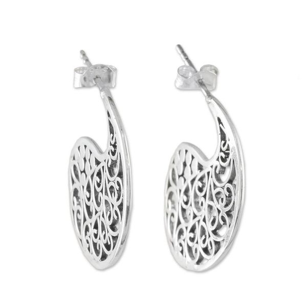 Alternate image for Thai Handmade Sterling Silver Ornate Drop Earrings Fancy Paisleys