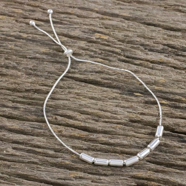 Alternate image for Handmade 925 Sterling Silver Morse Code Mom Chain Bracelet Morse Code Mom