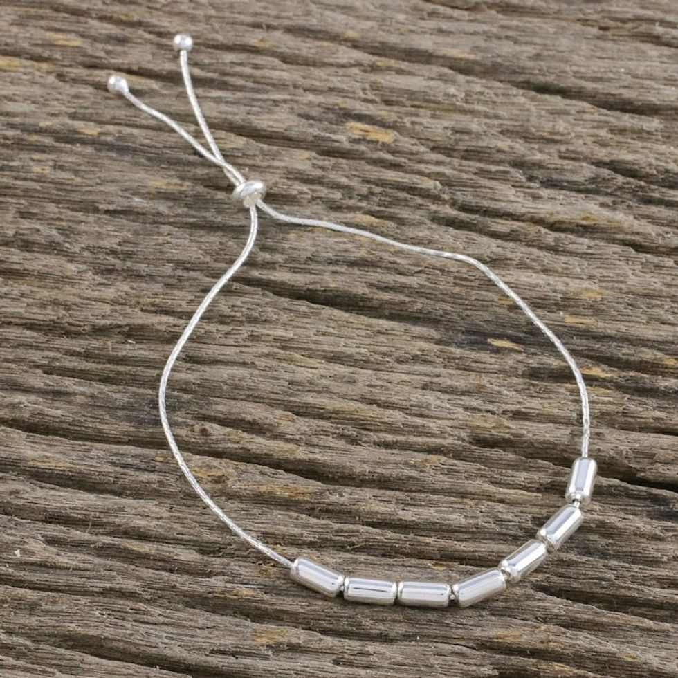 Handmade 925 Sterling Silver Morse Code Mom Chain Bracelet 'Morse Code Mom'