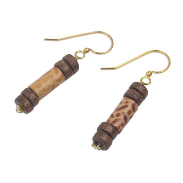 Alternate image for Artisan Crafted Wood Beaded Dangle Earrings 2 Pairs Natural Simplicity