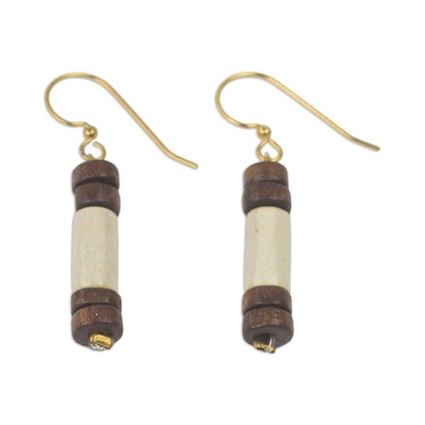 Alternate image for Artisan Crafted Wood Beaded Dangle Earrings 2 Pairs Natural Simplicity