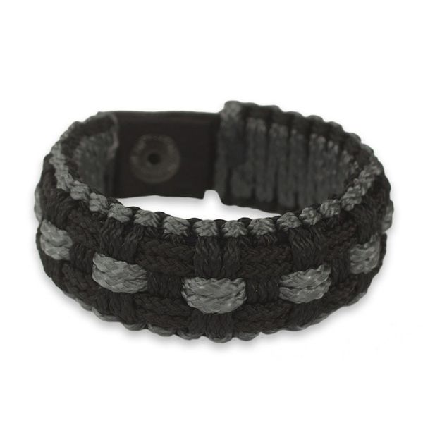 Alternate image for Artisan Crafted Cord Wristband Bracelet in Black and Grey Mankessim in Shadows
