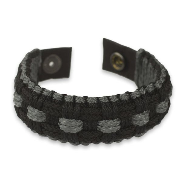 Alternate image for Artisan Crafted Cord Wristband Bracelet in Black and Grey Mankessim in Shadows