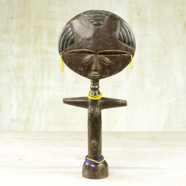 Alternate image for Wood and Recycled Glass Beaded Fertility Doll from Ghana Mansa Woman