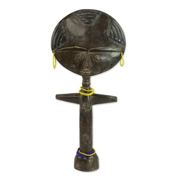 Alternate image for Wood and Recycled Glass Beaded Fertility Doll from Ghana Mansa Woman