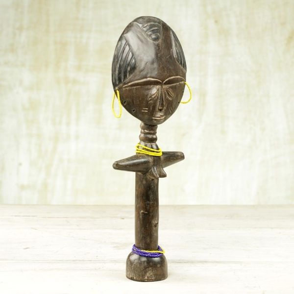 Alternate image for Wood and Recycled Glass Beaded Fertility Doll from Ghana Mansa Woman
