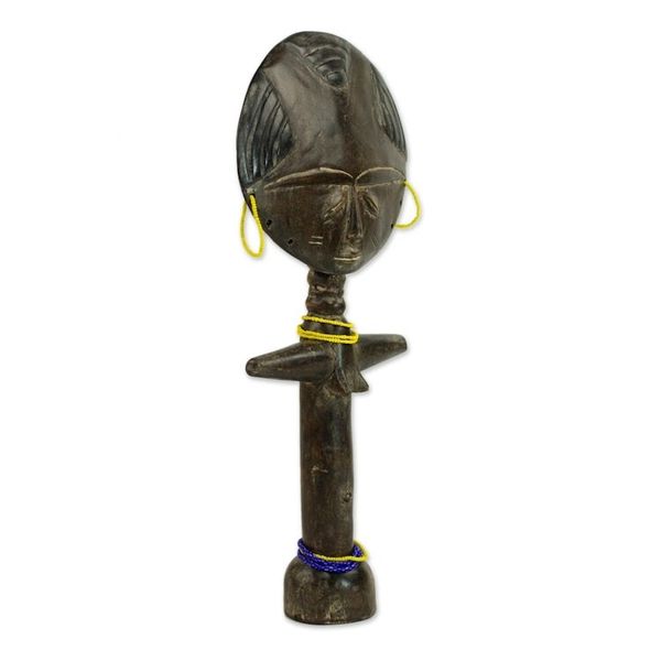 Alternate image for Wood and Recycled Glass Beaded Fertility Doll from Ghana Mansa Woman