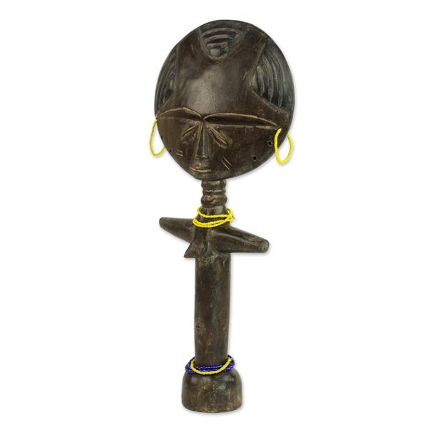Alternate image for Wood and Recycled Glass Beaded Fertility Doll from Ghana Mansa Woman