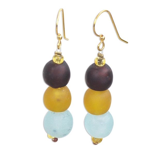Alternate image for Recycled Glass and Plastic Beaded Earrings from Ghana Fresh Novelty