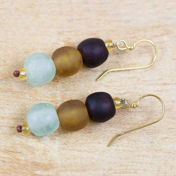 Alternate image for Recycled Glass and Plastic Beaded Earrings from Ghana Fresh Novelty