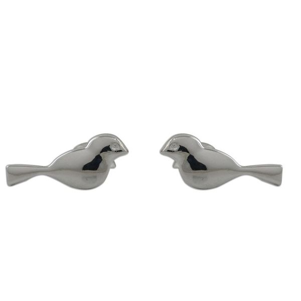 Alternate image for Bird-Shaped Sterling Silver Stud Earrings from Thailand Dainty Birds