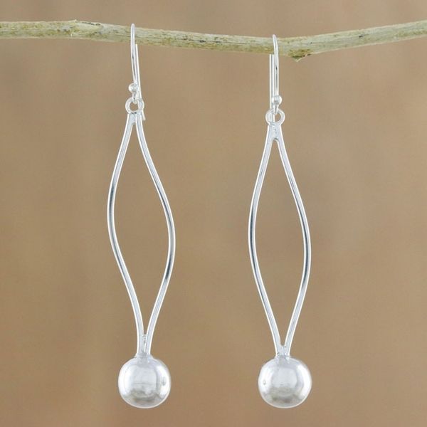 Alternate image for Sterling Silver Pendulum Dangle Earrings from Thailand Shining Pendulum