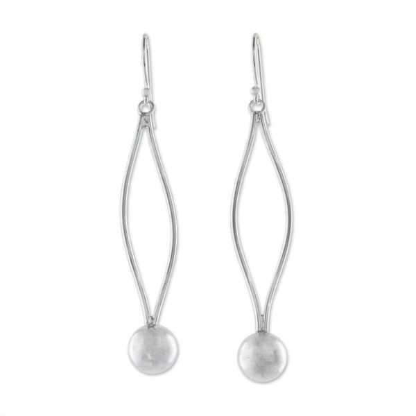 Alternate image for Sterling Silver Pendulum Dangle Earrings from Thailand Shining Pendulum