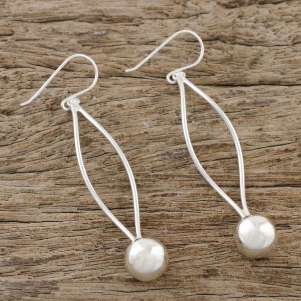 Alternate image for Sterling Silver Pendulum Dangle Earrings from Thailand Shining Pendulum