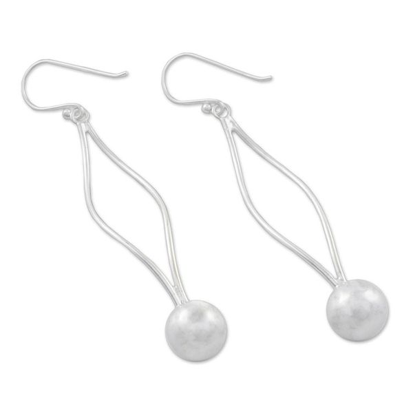 Alternate image for Sterling Silver Pendulum Dangle Earrings from Thailand Shining Pendulum