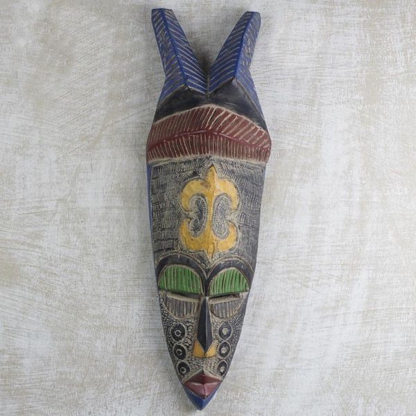 Alternate image for Handmade Sese Wood and Aluminum Adinkra Mask from Ghana Nolwazi