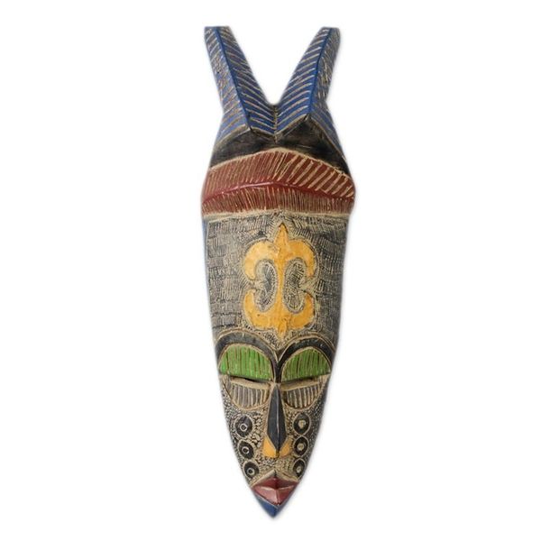 Alternate image for Handmade Sese Wood and Aluminum Adinkra Mask from Ghana Nolwazi