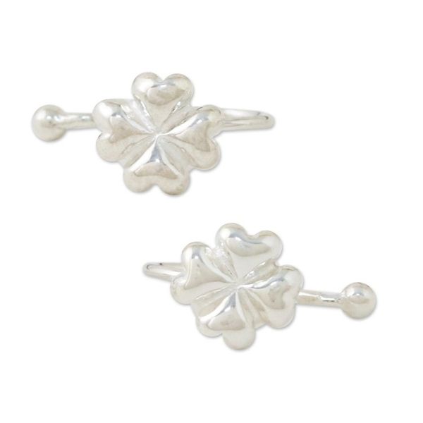 Alternate image for Sterling Silver Clover-Shaped Ear Cuffs from Thailand Shining Luck