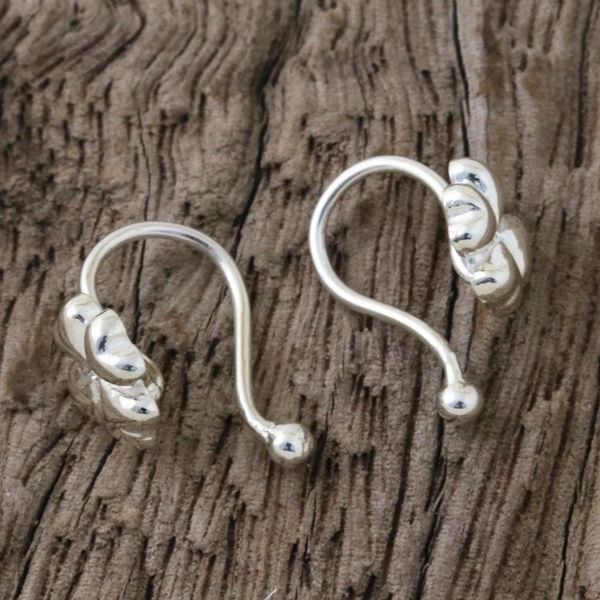 Alternate image for Sterling Silver Clover-Shaped Ear Cuffs from Thailand Shining Luck