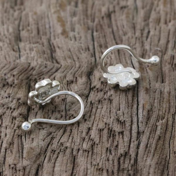 Alternate image for Sterling Silver Clover-Shaped Ear Cuffs from Thailand Shining Luck
