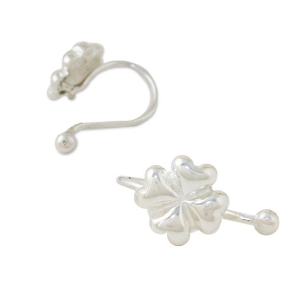 Alternate image for Sterling Silver Clover-Shaped Ear Cuffs from Thailand Shining Luck