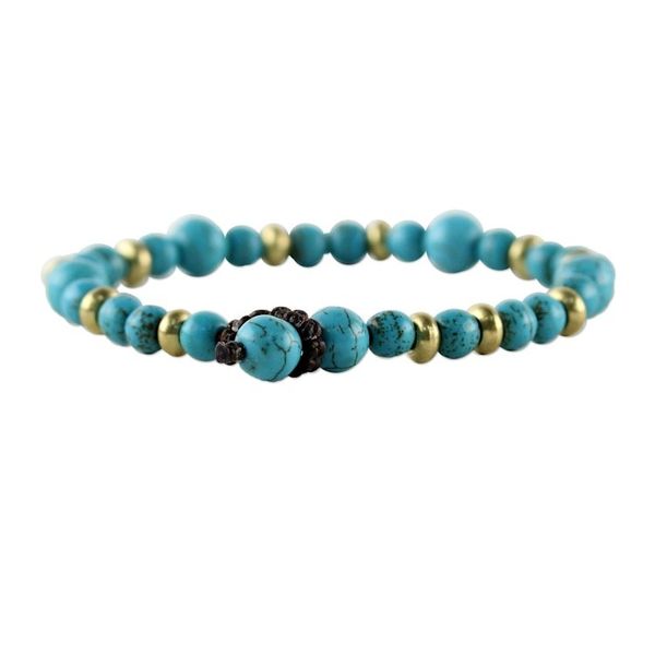 Alternate image for Brass and Calcite Beaded Bracelet from Thailand Beautiful Thai in Light Blue