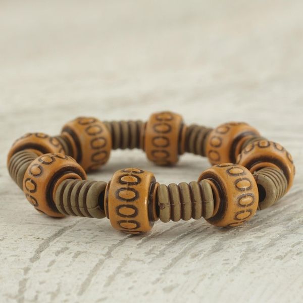 Alternate image for Rustic Recycled Plastic Beaded Stretch Bracelet from Ghana Spring for Joy