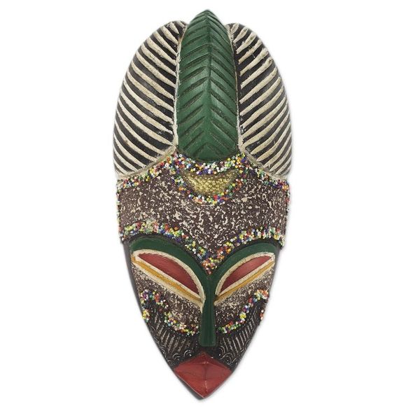 Alternate image for Colorful Wood and Metal Mask with Recycled Glass Beads Pride of a Queen