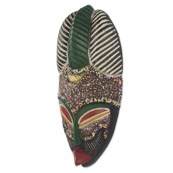 Alternate image for Colorful Wood and Metal Mask with Recycled Glass Beads Pride of a Queen