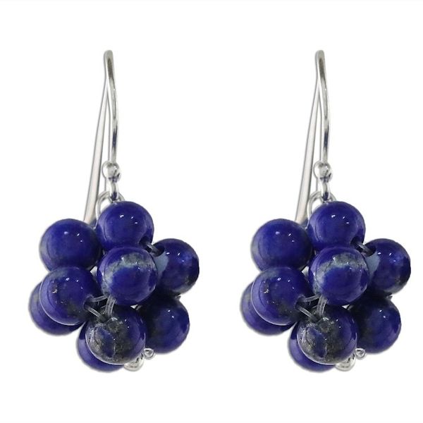 Alternate image for Lapis Lazuli Cluster Dangle Earrings from Thailand Blue Grapes