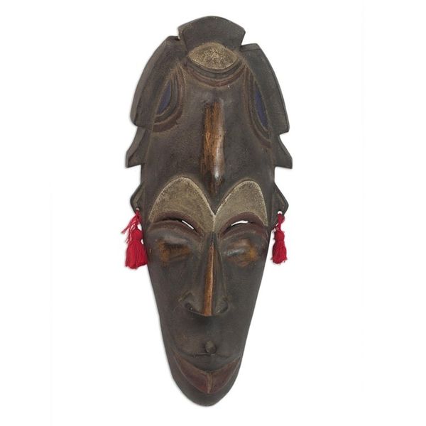Alternate image for Hand Carved Sese Wood Nhyira Blessings Mask from Ghana Blessings and Joy