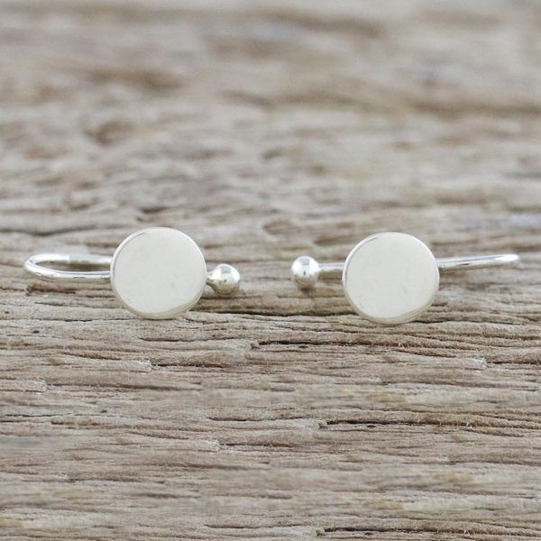 Alternate image for 925 Sterling Silver Circular Ear Cuffs from Thailand Circle Shimmer