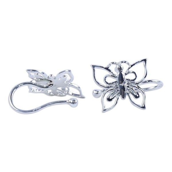 Alternate image for 925 Silver Butterfly Ear Cuffs Artisan Crafted in Thailand Demure Butterflies