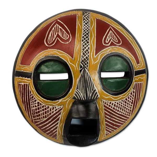 Alternate image for Handcrafted African Sese Wood Wall Mask from Ghana Heart of Africa