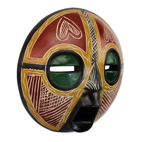 Alternate image for Handcrafted African Sese Wood Wall Mask from Ghana Heart of Africa