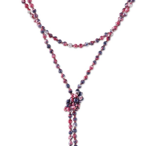 Alternate image for Agate Beaded Lariat Necklace in Dark Red from Thailand Festive Holiday in Dark Red