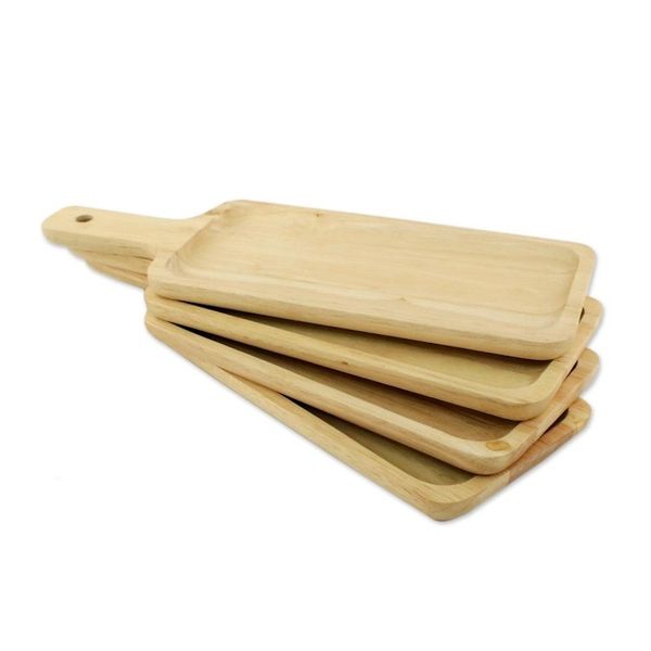 Alternate image for Four Handcrafted Rubberwood Serving Plates from Thailand Fun Meal