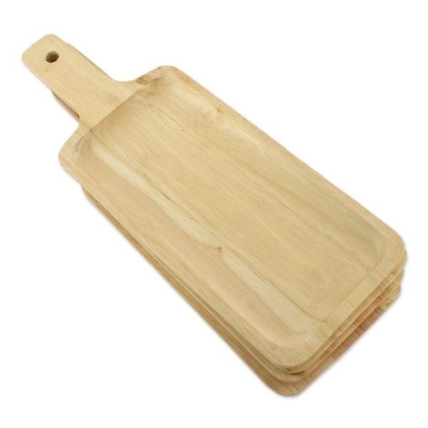 Alternate image for Four Handcrafted Rubberwood Serving Plates from Thailand Fun Meal