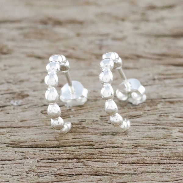 Alternate image for Sterling Silver Shining Half-Hoop Earrings from Thailand Bright Baubles
