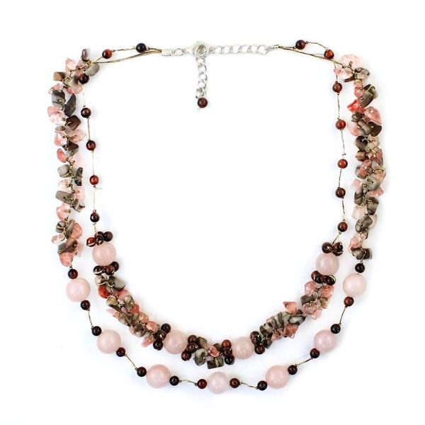 Alternate image for Multi-Gemstone Rose Quartz Beaded Necklace from Thailand Magical Inspiration in Pink