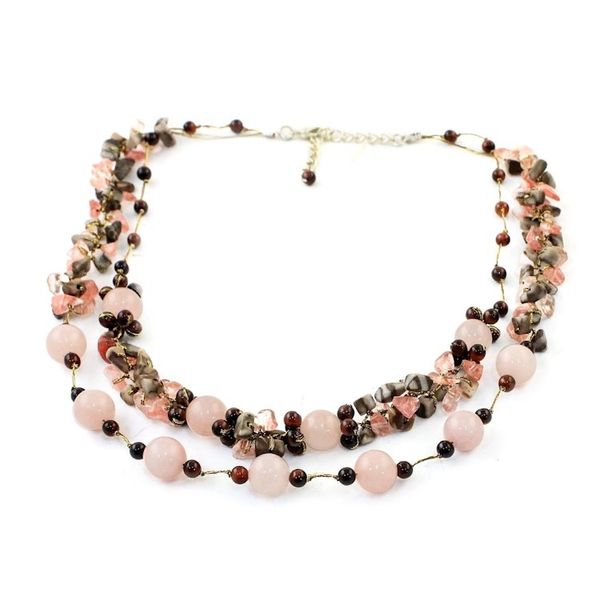 Alternate image for Multi-Gemstone Rose Quartz Beaded Necklace from Thailand Magical Inspiration in Pink