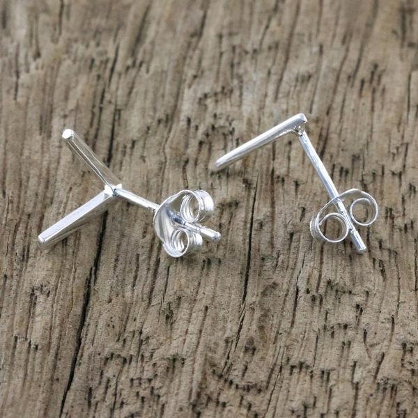 Alternate image for Sterling Silver Pointed Post Earrings from Thailand Shimmering Mountains
