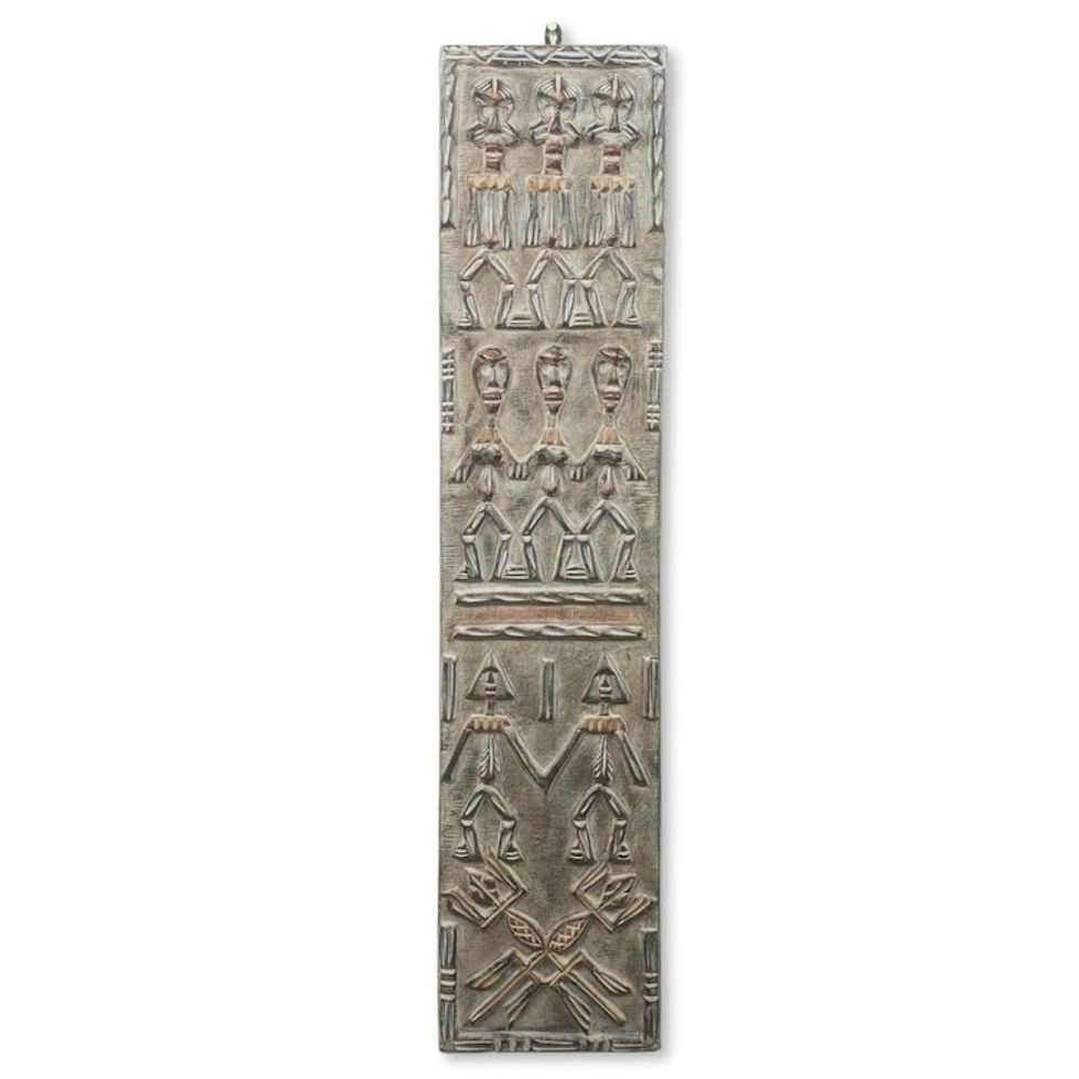 Handcrafted Calabash and Wood Wall Relief Panel from Ghana 'Kandem Dogon Board'