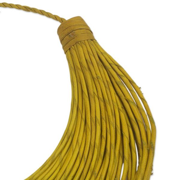 Alternate image for Handmade Yellow Leather Strand Statement Necklace from Ghana Nooma